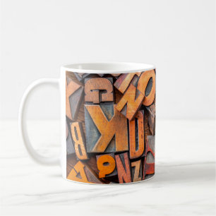 Taza De Café abstracto alfabético - fondo de letra aleatoria