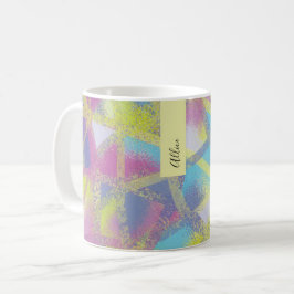 Taza De Café Abstracto azul morado Monograma