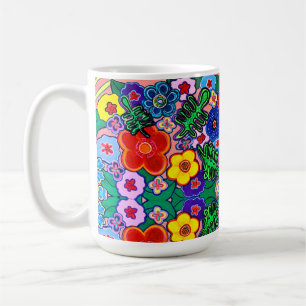Taza De Café Abstracto brillante Flor Arte Café Mug