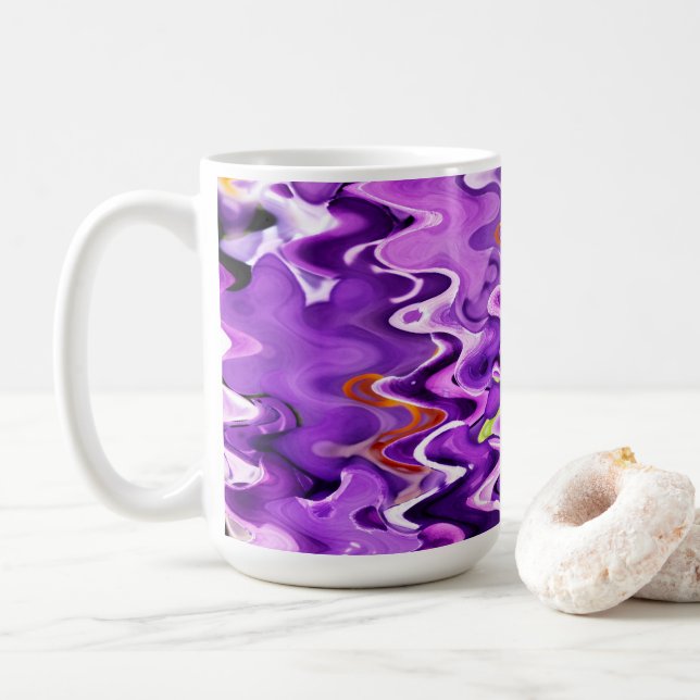 TAZA DE CAFÉ ABSTRACTO DE FLORES PURPLE (Con donut)