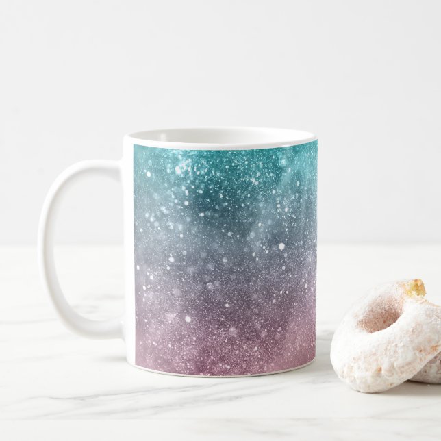 Taza De Café abstracto de galaxia acuática azul rosa oscura (Con donut)