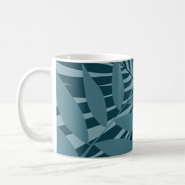 Taza De Café abstracto de hojas de palma y tropicales en gris a (Izquierda)