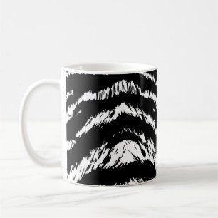 Taza De Café Abstracto De Mano Dos Colores Rayas De Cebra Repet