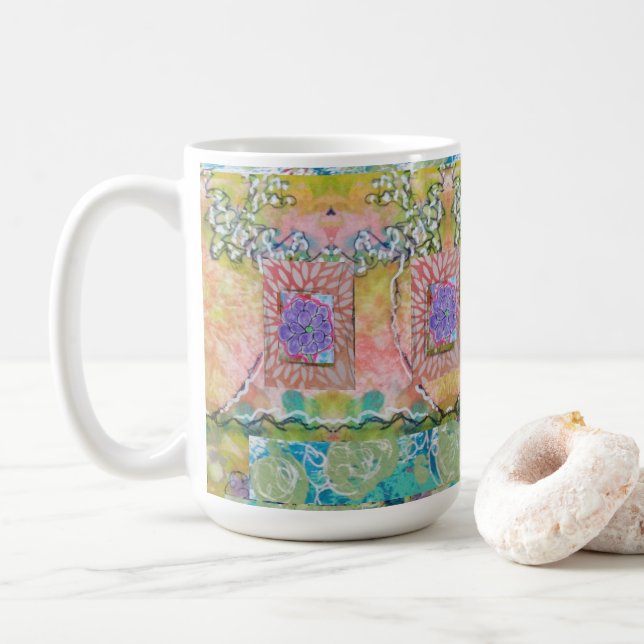 Taza De Café Abstracto Floral (Con donut)