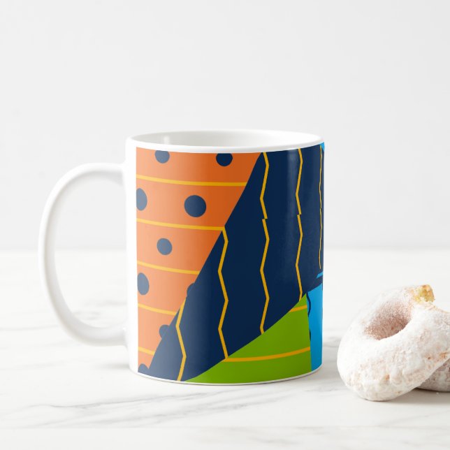 Taza De Café Abstracto Geométrico Audaz (Con donut)