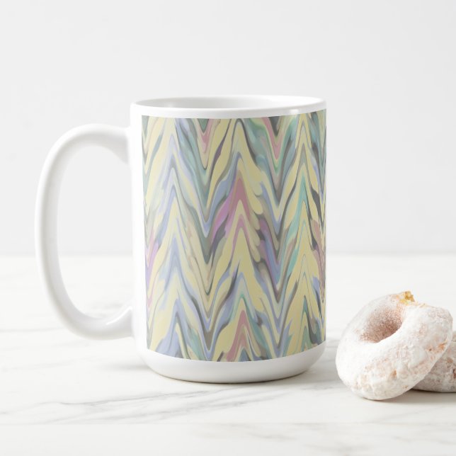 Taza De Café Abstracto Herringbone - amarillo pálido (Con donut)