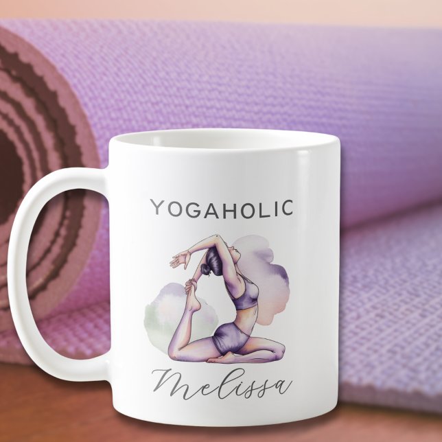 Taza De Café Abstracto moderno acuarela morado de yoga (Subido por el creador)