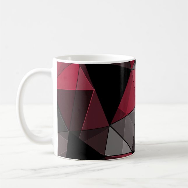 Taza De Café Abstracto, negro y rojo, triángulo, geométrico, ne (Izquierda)