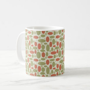 Taza De Café Abstracto retro marrón beige verde piedras guijarr