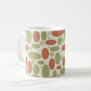 Taza De Café Abstracto retro marrón beige verde piedras guijarr