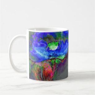 Taza De Café Abstrato azul floral azul acuarela