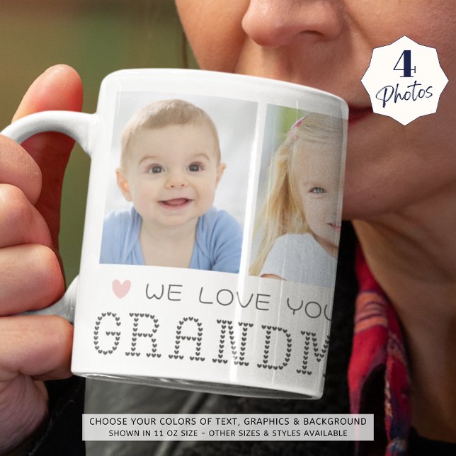 Taza De Café Abuela 4 fotos Corazón rosa gris (Subido por el creador)