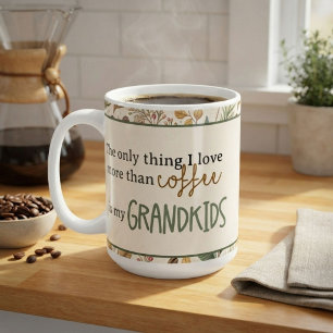 Taza De Café Abuela Amante del Café Nombres de Nietos Crema Mar