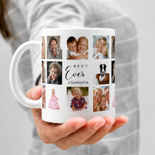Taza De Café Abuela collage de fotos blanco y negro