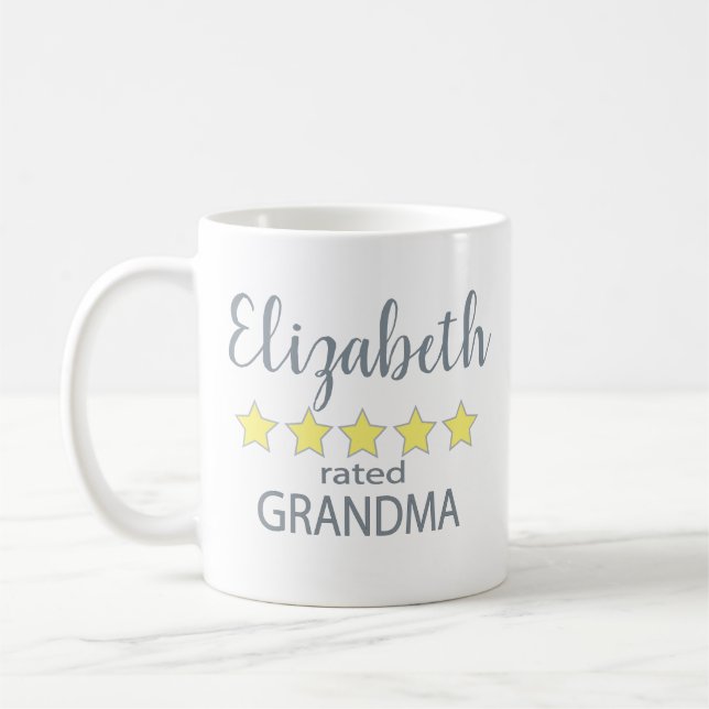 Taza De Café Abuela con 5 Estrellas de Calificación (Izquierda)