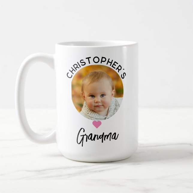 Taza De Café Abuela Cute de Corazón Rosa (Izquierda)