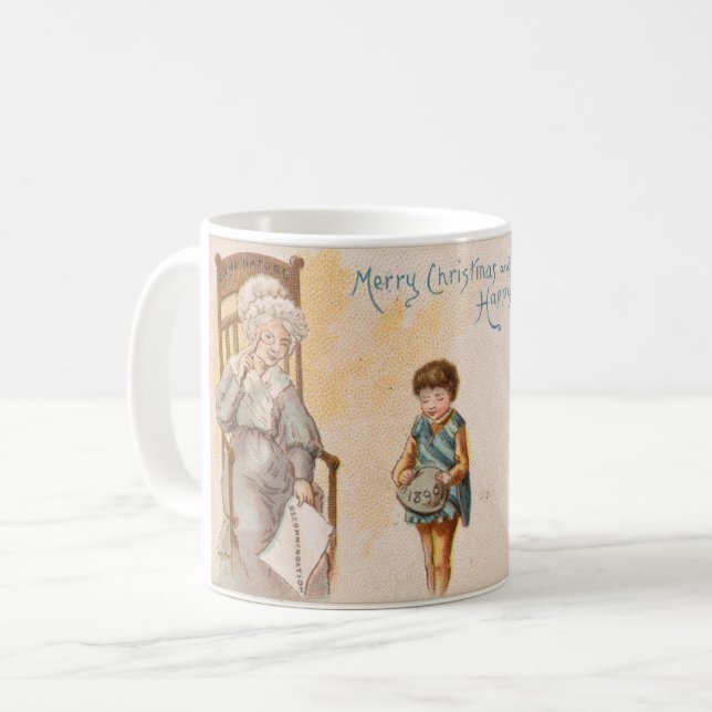 Taza De Café Abuela de dibujo navideño vintage (Anverso izquierdo)