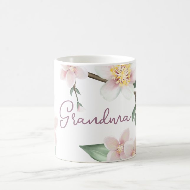 Taza De Café Abuela de flores de manzana acuarela (Centro)