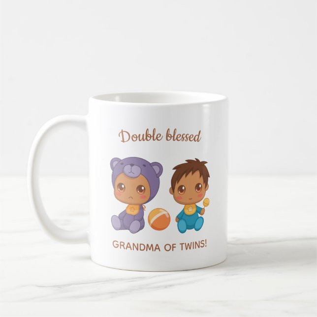 Taza De Café Abuela de gemelos bebé traje de salto (Izquierda)