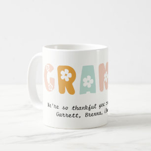 Taza De Café Abuela de la abuela Colores de pasteles florales p