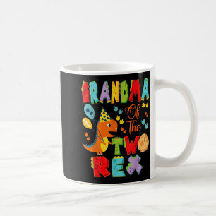 Taza De Café Abuela de los dos Rex niño cumpleaños 2 dinosaurio