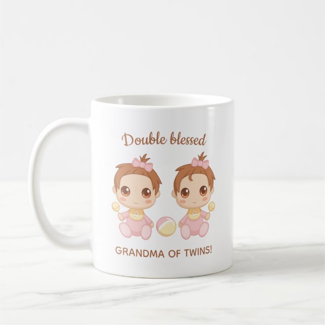 Taza De Café Abuela de niñas gemelas bebés (Izquierda)