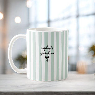 Taza De Café Abuela del Nuevo Bebé Nombre Personalizado Rayas V