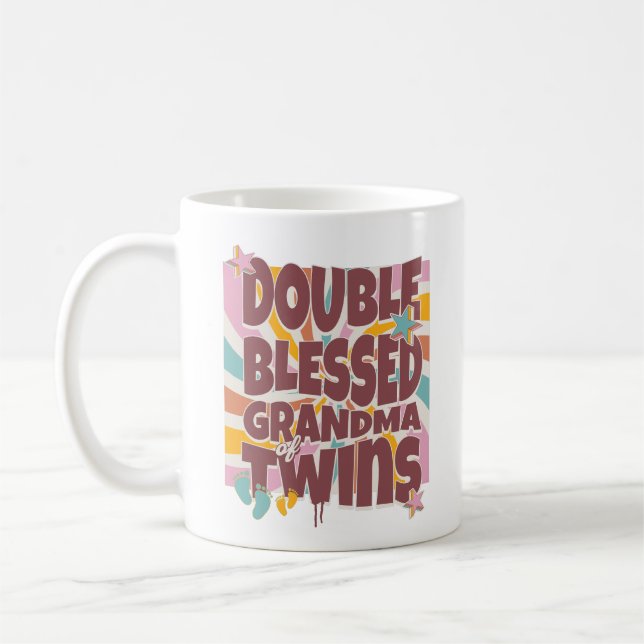 Taza De Café Abuela Doble Bendecida De Gemelos 2024 Abuela (Izquierda)