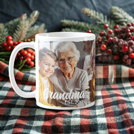 Taza De Café Abuela elegante moderna con collage de fotos perso