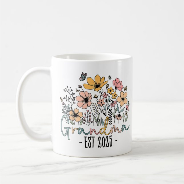 Taza De Café Abuela Est 2025 Floral Nueva Abuela 2025 (Izquierda)