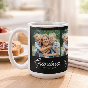 Taza De Café Abuela Estableció Guion Foto Negra