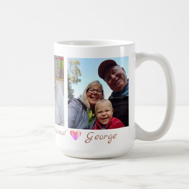Taza De Café Abuela feliz del Día de la Madre con 3 fotos (Derecha)