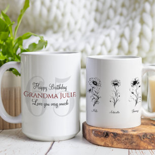Taza De Café Abuela floral Abuela Aniversario del Giro