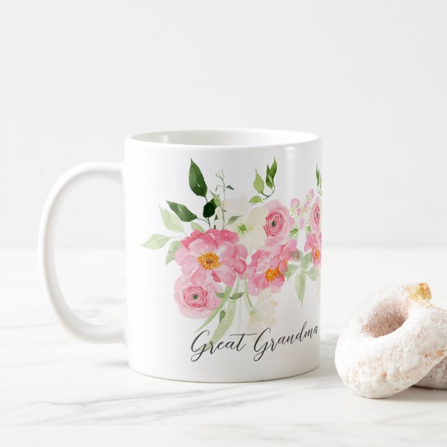 Taza De Café Abuela Floral de Primavera Bisabuela (Con donut)