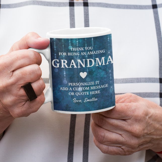 Taza De Café Abuela: Gracias, mensaje de corazón personalizado (Grandma Thank You Heartfelt Message Personalized Coffee Mug
)