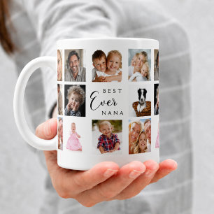 Taza De Café Abuela nana collage de fotos blanco negro