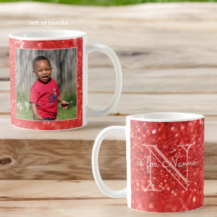 Taza De Café Abuela Nanna Monogram Foto Coral Inicial