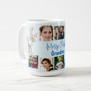 Taza De Café Abuela Navidades Collage de fotos de familia Deer