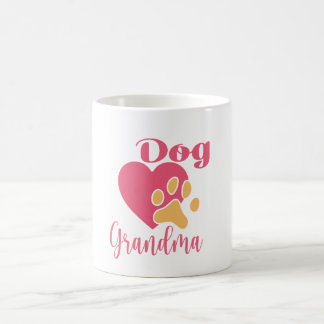Taza De Café Abuela Perro Lindo Corazón Rosa Estampa de Huella