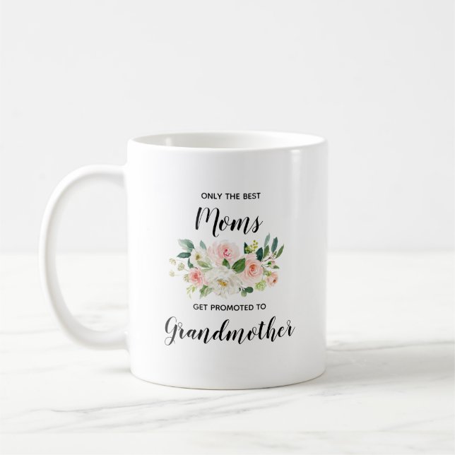 Taza De Café Abuela personalizada de floral rosa de Rubor  (Izquierda)