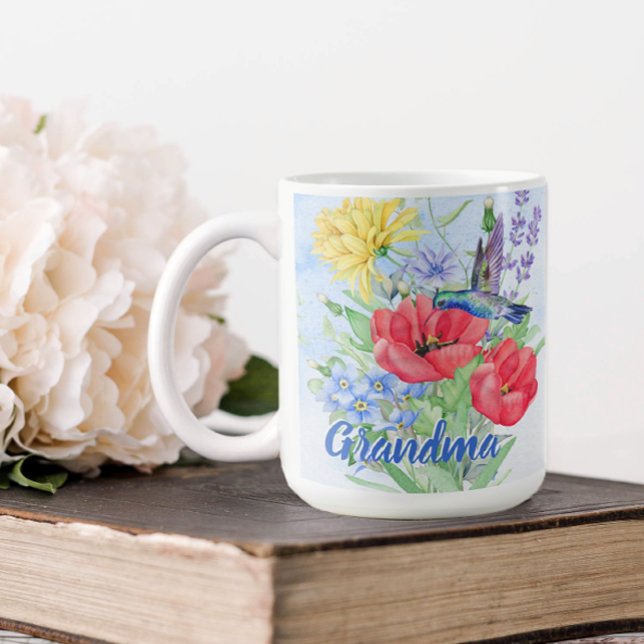 Taza De Café Abuela personalizada Hummingbirds (Personalized Hummingbird Coffee mug for Grandma or mom)