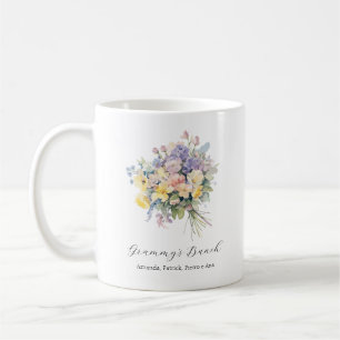 Taza De Café Abuela Personalizada Ramo de Flores Nietos