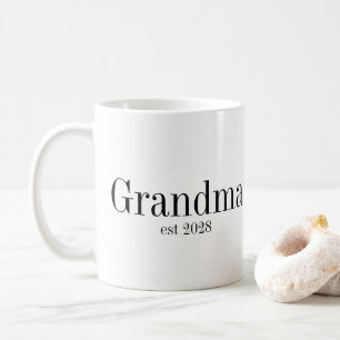 Taza De Café Abuela Personalizado Moderno Blanco y Negro