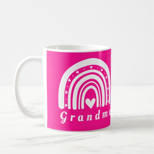 Taza De Café Abuela Rainbow Heart Hot Pink (Izquierda)