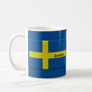 Taza De Café Abuela sueca de la bandera o nombre del