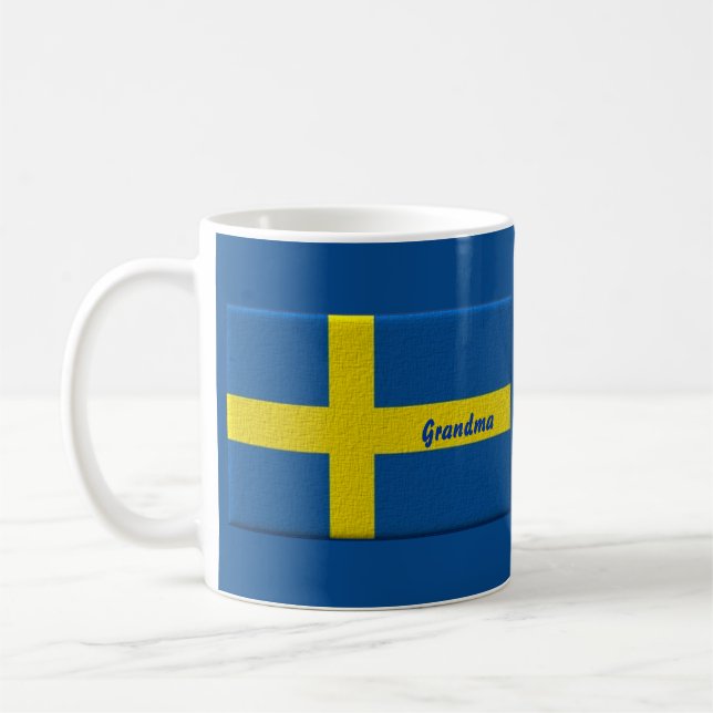 Taza De Café Abuela sueca de la bandera o nombre del (Izquierda)