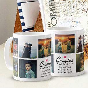 Taza De Café Abuela te amamos Collage de fotos de los nietos co