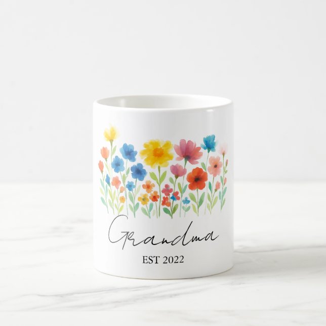 Taza De Café Abuela Wildflower Mug | Personalizado Est. Año- (Centro)