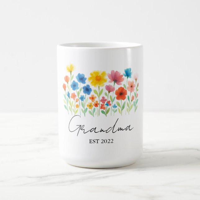 Taza De Café Abuela Wildflower Mug | Personalizado Est. Año- (Centro)