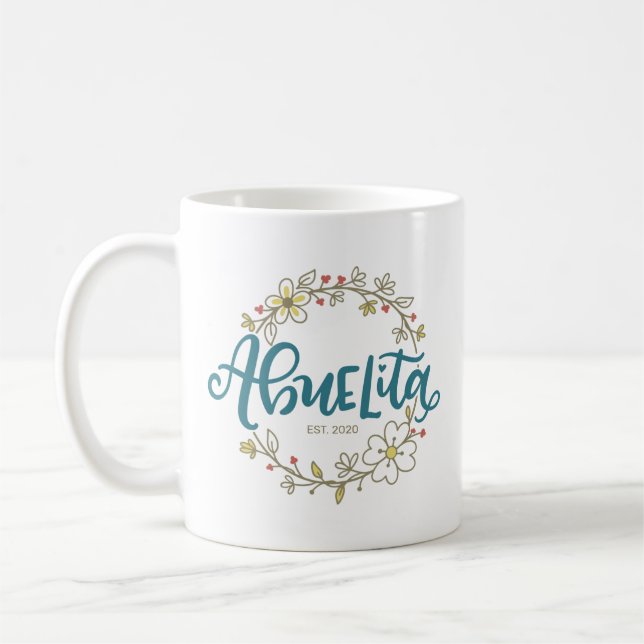 Taza De Café Abuelita, letras españolas, flores, (Izquierda)